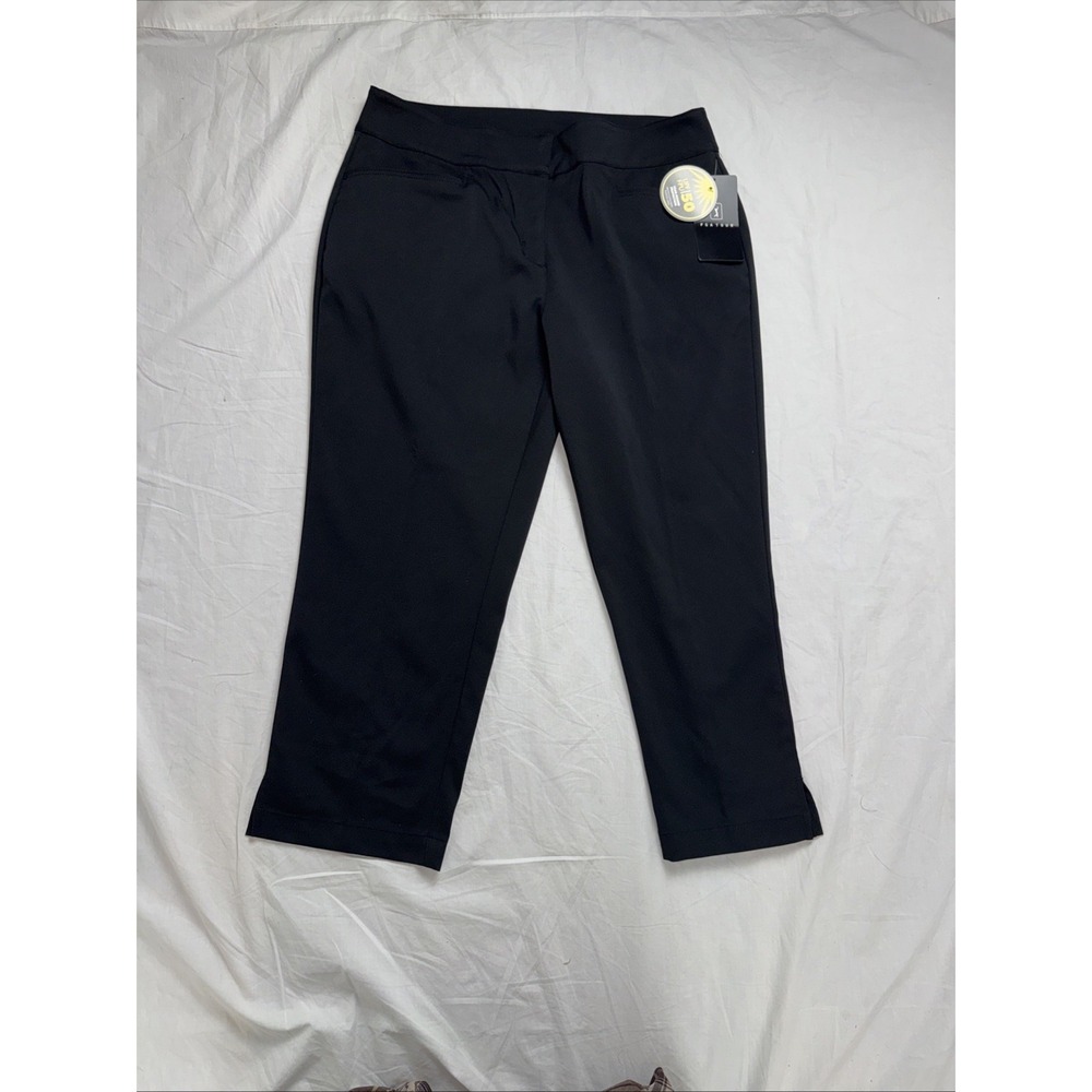 PGA‎ Tour Capri Women Pants Sz 6 Moisture Wicking 50 UPF, Black, Stretch Golf